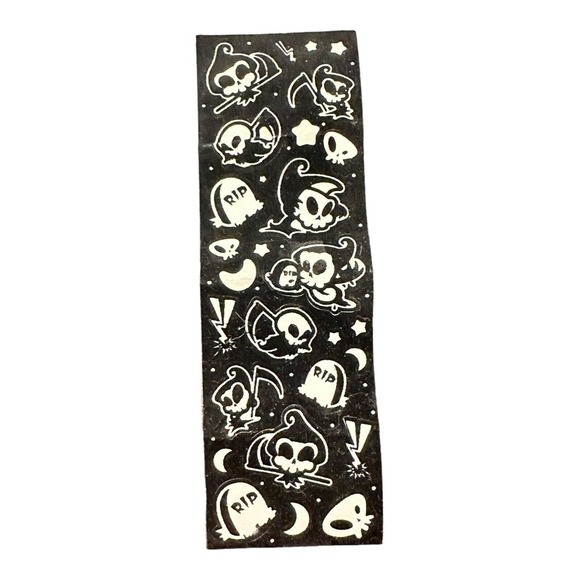 Lisa Frank Halloween Prismatic Fuzzy Grim Reaper Sticker Sheet Roll Lot Y2K VTG - Picture 2 of 10